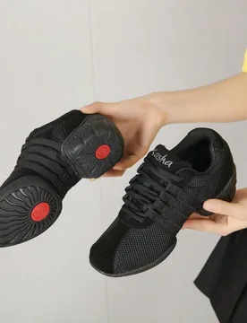 Zapatos de baile para mujer con parte superior de malla y suela de goma, suela blanda, para todas las estaciones, planos, para baile, fitness, casual, - Shein - FashionsVida