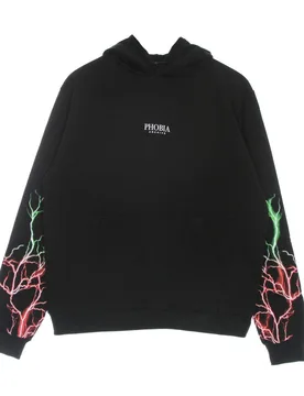 Felpa Leggera Cappuccio Uomo Lightning Hoodie Black/red/green - PHOBIA - FashionsVida