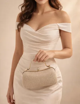 Womens Diamonte Handle Glitter Clutch Bag With Chain Strap In Gold - One Size - SVNX - FashionsVida