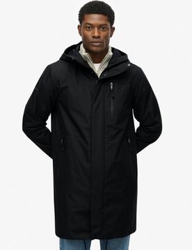 Superdry Herren Tech Parka mit Schwalbenschwanzsaum und Kapuze Black - Größe: M