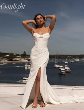 Simple Strapless Sleeveless Mermaid Wedding Dress 2026 Side Slit Open Back Sweep Train Bridal Gown Vestidos De Novia Customized - Aliexpress - FashionsVida