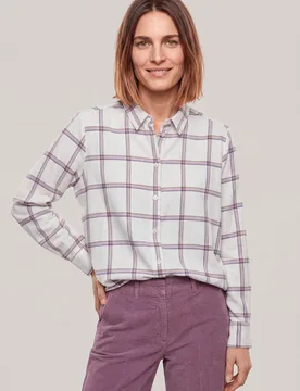 Hemdbluse aus Softflanell, noch offen: Filter Passform#noch offen: Größenlauf, Farbe Weiß, 50, schmeichelnd weich bequem, da elastisch Damen - Walbusch - FashionsVida