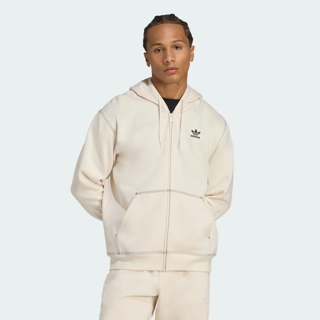 Hoodie Essentials Trefoil Full Zip S Wonder White - Adidas - FashionsVida