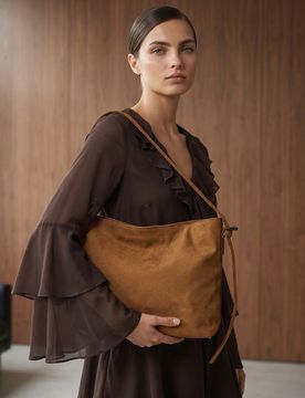 Borsa hobo in similcamoscio - marrone dorato