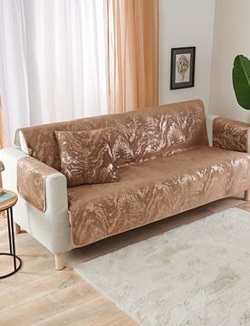 Sofaüberwurf 3-Sitzer beige-grau 180 x 150 cm