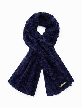Longue écharpe bouclé, Bleu, U