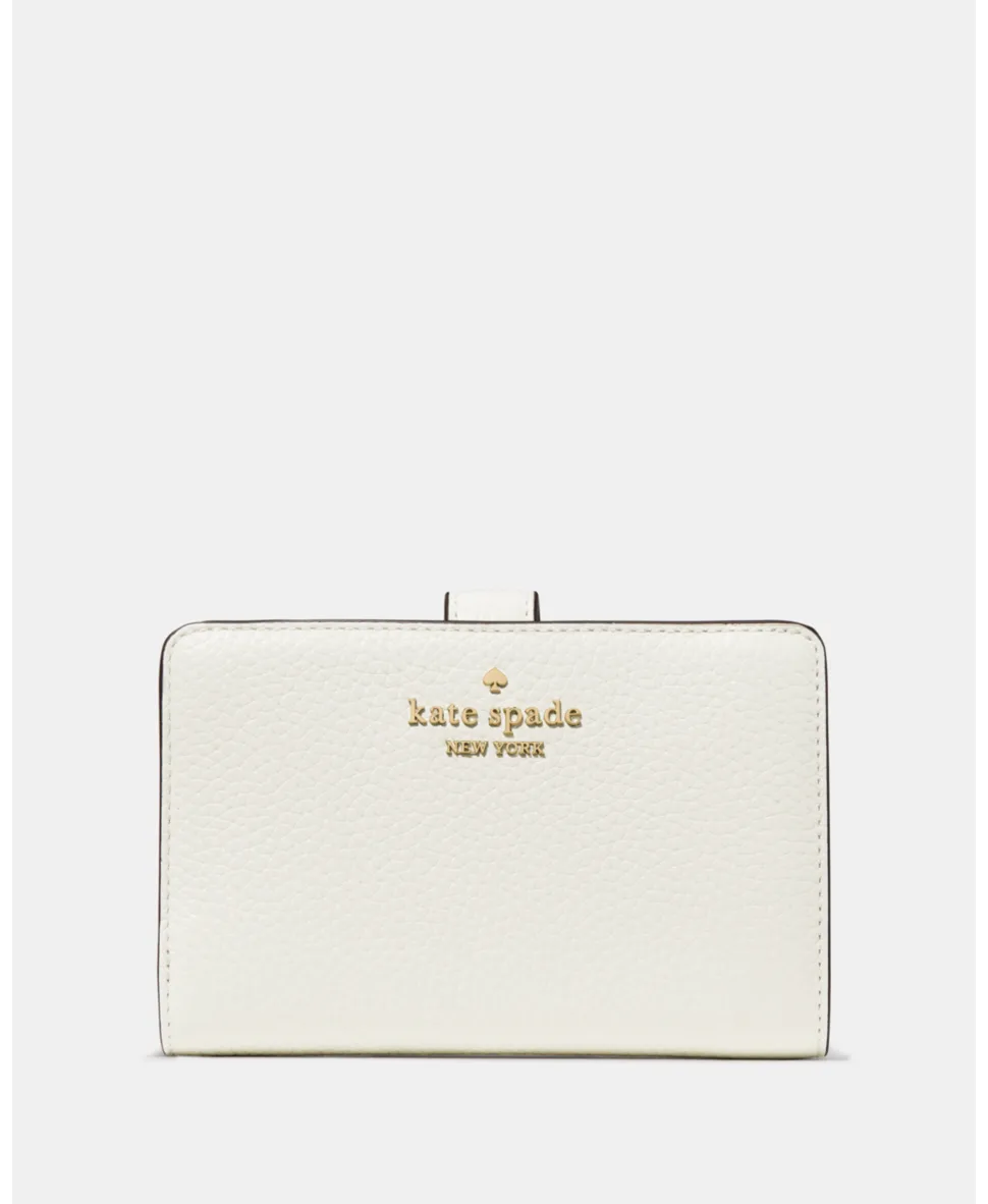 Womens Medium Bifold Wallet - White Leather - One Size - Kate Spade - FashionsVida