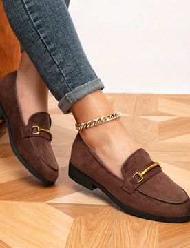Mocasines para mujer de otoño/invierno, mocasines planos con hebilla metálica de punta redonda, zapatos planos cómodos para exteriores, zapatos cas