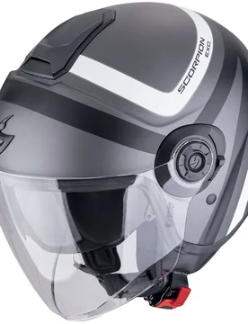 Casco Moto Jet EXO-CITY II RIVA Argento opaco Nero taglia L - Scorpion - FashionsVida