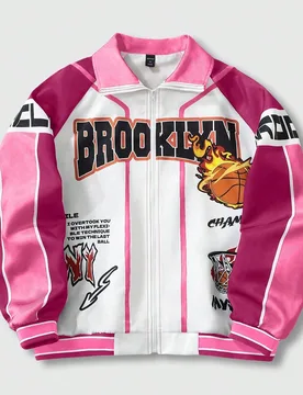 Chaqueta con cremallera de manga larga con patrón de graffiti de color contrastante para hombre - Shein - FashionsVida