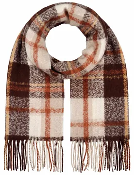 Cashmink Check Fringed Scarf by - rust - Damen - Size: One Size - Lipodo - FashionsVida
