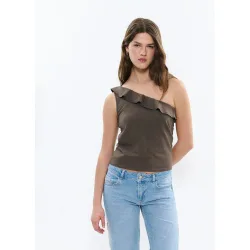 Camiseta de mujer asimétrica con volante