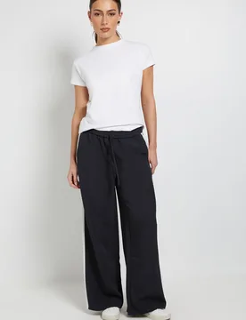 Womens Side Stripe Wide Leg Drawstring Trouser - Navy - Size 18 Uk - Principles - FashionsVida