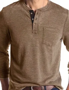 Camisa polo de manga larga casual y deportiva para hombre con cuello con cremallera y contraste de color, se puede usar sola o en capas, ropa casual y - Shein - FashionsVida