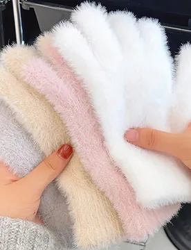 Guantes de invierno cálidos para mujer - Guantes cómodos y elásticos de dedo completo compatibles con pantalla táctil, de unicolor - Shein - FashionsVida