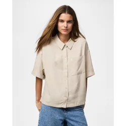 Camisa de lino y manga corta de mujer