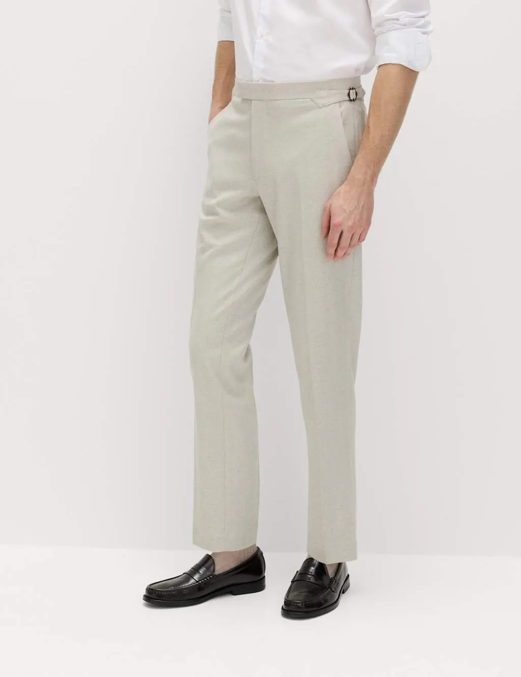 Tailored Fit Herringbone Trousers Neutral male - M&S - FashionsVida