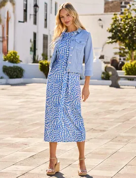 Cotton Rich Denim Collared Jacket Blue female - Sosandar - FashionsVida
