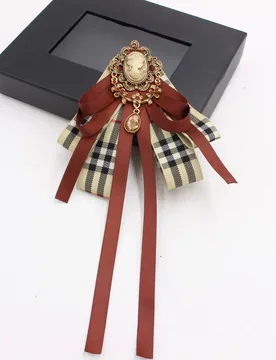 British Vintage Bow Ties Handmade Plaid Ribbon Crystal Long Korean Women's College Style Shirt Accessories Collar Flower Necktie - Aliexpress - FashionsVida