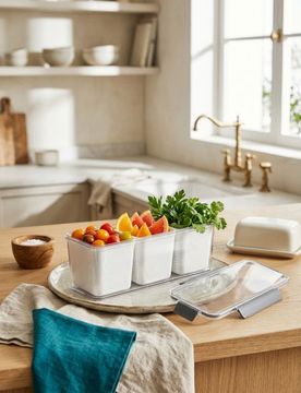 Contenitore per alimenti con inserti e coperchio - grigio scuro