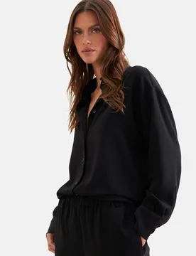 Oversize Hemdbluse Schwarz 42 - Seidensticker - FashionsVida