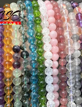 Natural Blue Topaz Citrines Amethysts Crackle Crystal Fluorite Quartz Beads Round Stone Beads For Jewelry Making DIY Bracelets - Aliexpress - FashionsVida