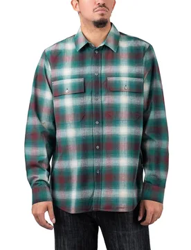 Avenir Gradient Flannel Overshirt Green Check L Herren - Wood Wood - FashionsVida