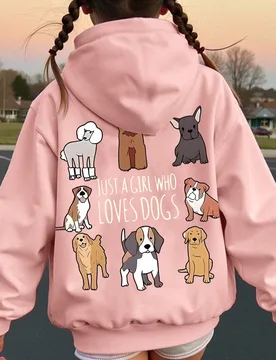 Pieza Sudadera con estampado de perro de dibujos animados lindo para niña preadolescente, suave & cómoda, ropa casual para primavera & otoño - Shein - FashionsVida
