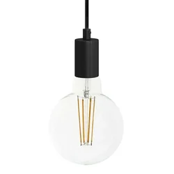 Cables Suspension Luminaire Textile And Metal 1 M Black One Size