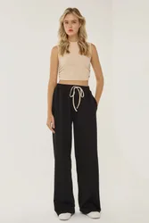 Womens Basic Knitted Two-Piece Set - Black