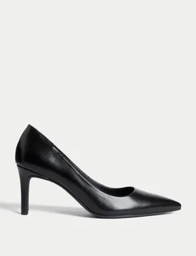 Mid Heel Pointed Court Shoes Black female - M&S - FashionsVida