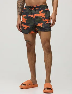 Men's Camo Print Short Length Swim Short Red Size X-Large Red XL - boohooMAN - FashionsVida