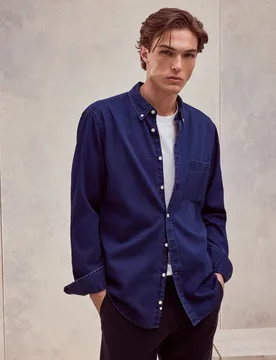 Camisa denim chambray manga larga - Dustin - FashionsVida