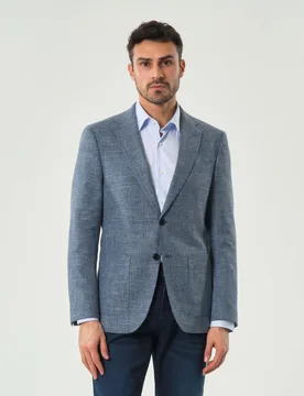Blazer Hutson avio in misto cotone e lino armaturato - BOSS - FashionsVida