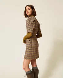 Robe courte en jacquard pied-de-poule