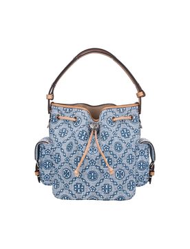 Cotton-Blend Crossbody Bag with Leather Trim