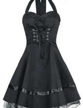 Gothic Kurzes Kleid - Lace Cotton Dress - XS bis XXL - für Damen - Größe XL - schwarz - Frauen - female - H&R London - FashionsVida