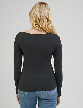 Long Sve Slim Boat Neck Tee Charcoal Größe S female