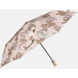 Paraguas plegable automático estampado de flores y tejido reciclado
