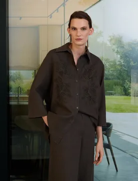Blusón liso de lino con manga francesa de mujer - Woman Limited El Corte Inglés - FashionsVida