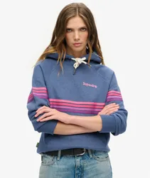 Superdry Damen Rainbow Hoodie mit Logo und Streifen Hellblau - Größe: 40