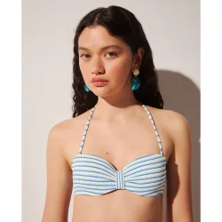 Top bikini textura y rayas de mujer
