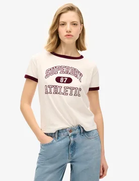 Superdry Damen Figurbetontes Athletic Essentials Ringer-t-shirt Weiß - Größe: 42 - 34.99 - FashionsVida