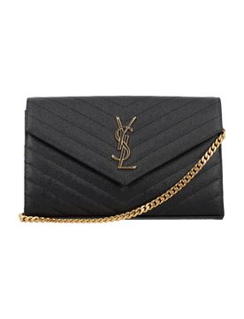 Mini Leather Shoulder Bag with Chain Strap - Height 14 cm, Width 22.5 cm