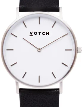 Classic Collection Vegan Leather Watch - Black & Silver - Votch - FashionsVida