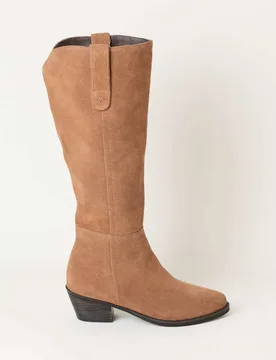 Suede Block Heel Over the Knee Boots Tan female - Fatface - FashionsVida