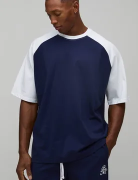 Men's Oversized Raglan Short Sleeve T-Shirt Navy Size 5X-Large Navy 5XL - boohooMAN - FashionsVida