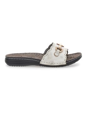 Ciabatte Bianche Con Morsetto e Sottopiede in Pelle 4310 40