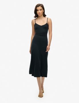 Superdry Damen Jersey-kleid mit Rückenausschnitt Schwarz - Größe: 40