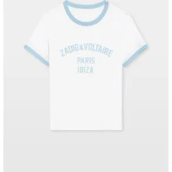 Zadig & Voltaire - Camiseta de mujer de cuello redondo y mangas cortas de algodón con estampado